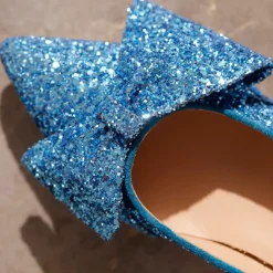 Angulus Pumps|Stiletter*- Pump Med Sløjfe, 1550 - Aqua Glitter / Aqua Blå