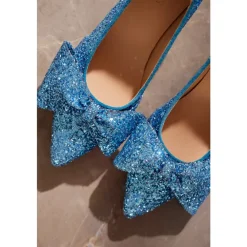 Angulus Pumps|Stiletter*- Pump Med Sløjfe, 1550 - Aqua Glitter / Aqua Blå