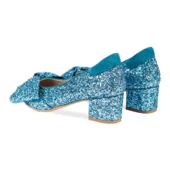 Angulus Pumps|Stiletter*- Pump Med Sløjfe, 1550 - Aqua Glitter / Aqua Blå