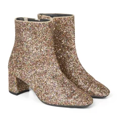 Angulus Støvler*- Støvlet På Blokhæl Med Lynlås, 7780 - Multi Glitter / Sand Brun