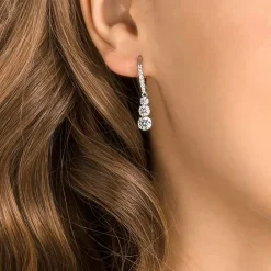 Swarovski Smykker*Attract Hoops Kvinder Rundskåret Hvid Rhodiumbelagt STILLA 5416155 Grå
