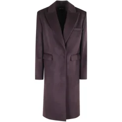Federica Tosi Frakker*Aubergine Cashmere Overfrakke med Lommer Brun