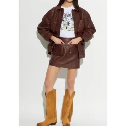 Munthe Jakker*Baram Læderjakke Brun