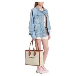 Balmain Indkøbstasker*B-Army 42 Canvas Tote Bag Beige