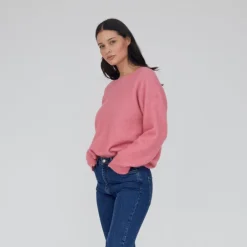 Basic Apparel Sweatshirts*- Claudine Scoop Neck - Fruit Dove Pink