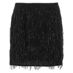 ROTATE Birger Christensen Nederdele*Beaded Fringed Skirt Sort
