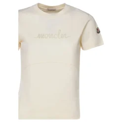Moncler T-Shirts*Beaded Logo Cotton T-Shirt Hvid