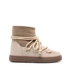 Inuikii Støvler*Klassiske Pelsstøvler med Lærdetaljer Beige