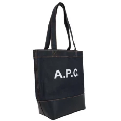 A.P.C. Indkøbstasker*denim tote taske med læderbund Blå