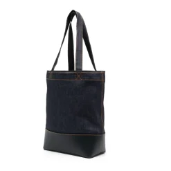 A.P.C. Indkøbstasker*denim tote taske med læderbund Blå