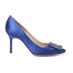 Manolo Blahnik Pumps|Stiletter*Satin Krystal Spænde Hæl Pumps Blå