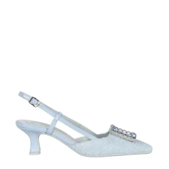 Roberto Festa Pumps|Stiletter*Tweed Slingback med Krystaldetalje Blå