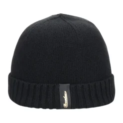 Borsalino Huer & Kasketter*Blød Eco Cashmere Ribbet Manchet Beanie Sort