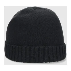 Borsalino Huer & Kasketter*Blød Eco Cashmere Ribbet Manchet Beanie Sort