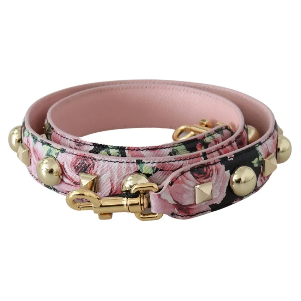 Dolce & Gabbana Tilbehør Til Tasker*Blomstret Guld Stud Læderrem Multifarvet