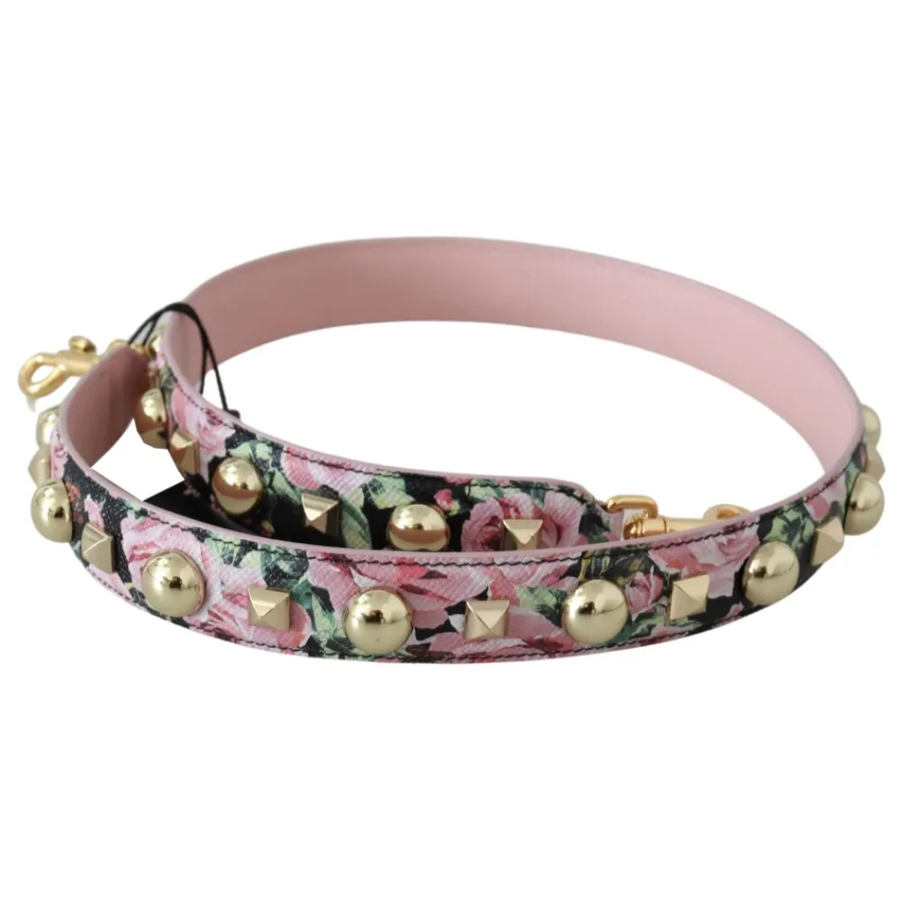 Dolce & Gabbana Tilbehør Til Tasker*Blomstret Guld Stud Læderrem Multifarvet