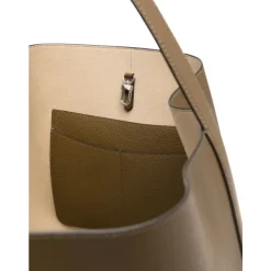 TotêMe Indkøbstasker*Bæltet Tote i Kornet Læder Brun