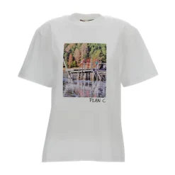 PLAN C T-Shirts*Bomulds T-shirt med Print Hvid