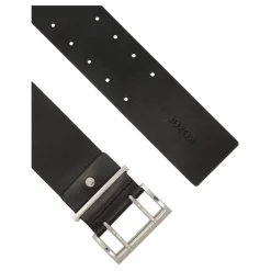 Kazar Bælter*Bred læderrem med dobbelt spænde Sort