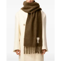 Ami Paris Tørklæder*Alpaka Blandet Frynset Tørklæde Brun