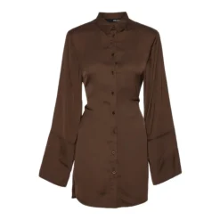 ROTATE Birger Christensen Kjoler*Skjortekjole med klassisk krave Brun