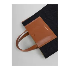 Marni Indkøbstasker*Brun-Denim Skuldertaske Multifarvet