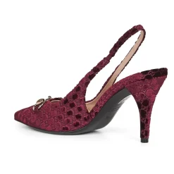 Gucci Pumps|Stiletter*Burgundy Velvet Ankelrem Sandaler Rød