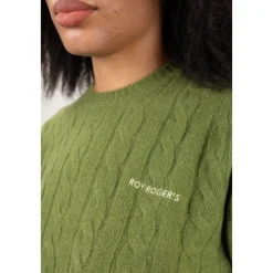 Roy Roger's Striktrøjer & Sweatere*Cable Crew Neck Grøn