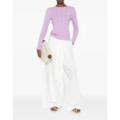 Polo Ralph Lauren Striktrøjer & Sweatere*Cable-strikket sweater med rund hals Lilla