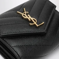 Saint Laurent Punge & Kortholder*Cassandre Matelassé Multi-Foldet Tegnebog Sort