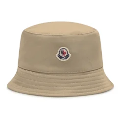 Moncler Huer & Kasketter*Cotton Gabardine Bucket Hat Beige