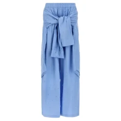 Giuseppe Di Morabito Bukser*Cotton Poplin Pants with Crystal Appliqué Blå