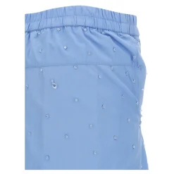 Giuseppe Di Morabito Bukser*Cotton Poplin Pants with Crystal Appliqué Blå