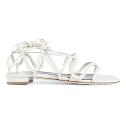 Manolo Blahnik Sandaler*Creme Cage Ankelrem Hæle Hvid