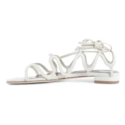 Manolo Blahnik Sandaler*Creme Cage Ankelrem Hæle Hvid