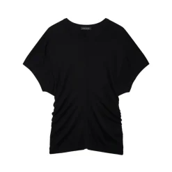 Anine Bing T-Shirts*Crew Neck Draped T-Shirt Sort