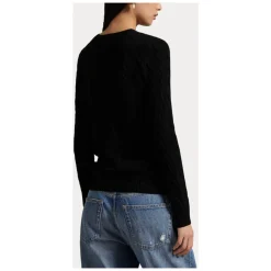 Ralph Lauren Striktrøjer & Sweatere*Crew Neck Sweater med Fletninger og Logo Sort