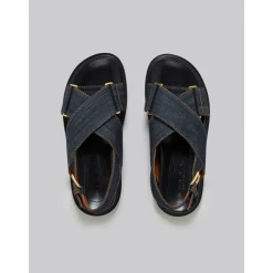 Marni Sandaler*Denim Criss-Cross Sandal Blå