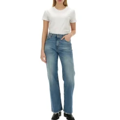 Haikure Jeans*Distressed Straight Leg Jeans Blå