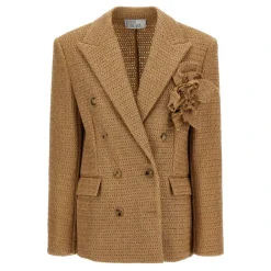 Giuseppe Di Morabito Jakker*Double-breasted Blazer i Flettet Raffia Beige