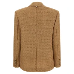 Giuseppe Di Morabito Jakker*Double-breasted Blazer i Flettet Raffia Beige