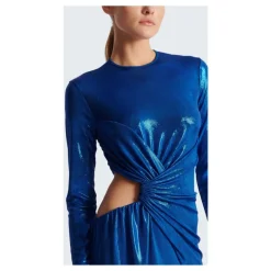 Balmain Kjoler*Draped Jersey Lamé Kjole Blå