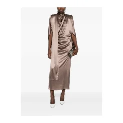 Mugler Kjoler*Draperet Scarf Kjole Brun