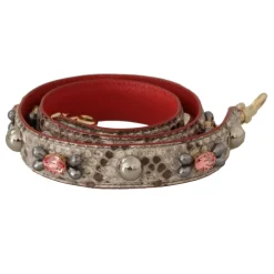 Dolce & Gabbana Tilbehør Til Tasker*Eksotisk Læder Studded Rem Beige