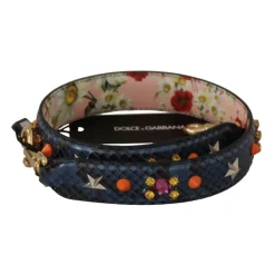 Dolce & Gabbana Tilbehør Til Tasker*Eksotisk Læder Krystal Skulderrem Blå