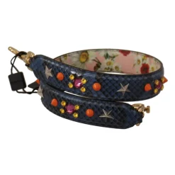 Dolce & Gabbana Tilbehør Til Tasker*Eksotisk Læder Krystal Skulderrem Blå