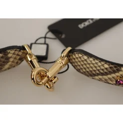Dolce & Gabbana Tilbehør Til Tasker*Eksotisk Læder Krystaller Vendbar Strop Beige