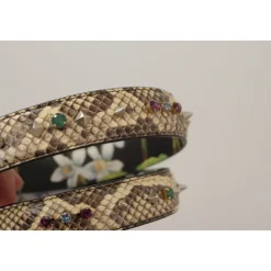 Dolce & Gabbana Tilbehør Til Tasker*Eksotisk Læder Krystaller Vendbar Strop Beige