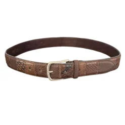 Paolo Vitale Bælter*Eksotisk Læder Patch Bælte Håndlavet Brun