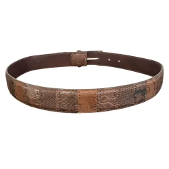 Paolo Vitale Bælter*Eksotisk Læder Patch Bælte Håndlavet Brun